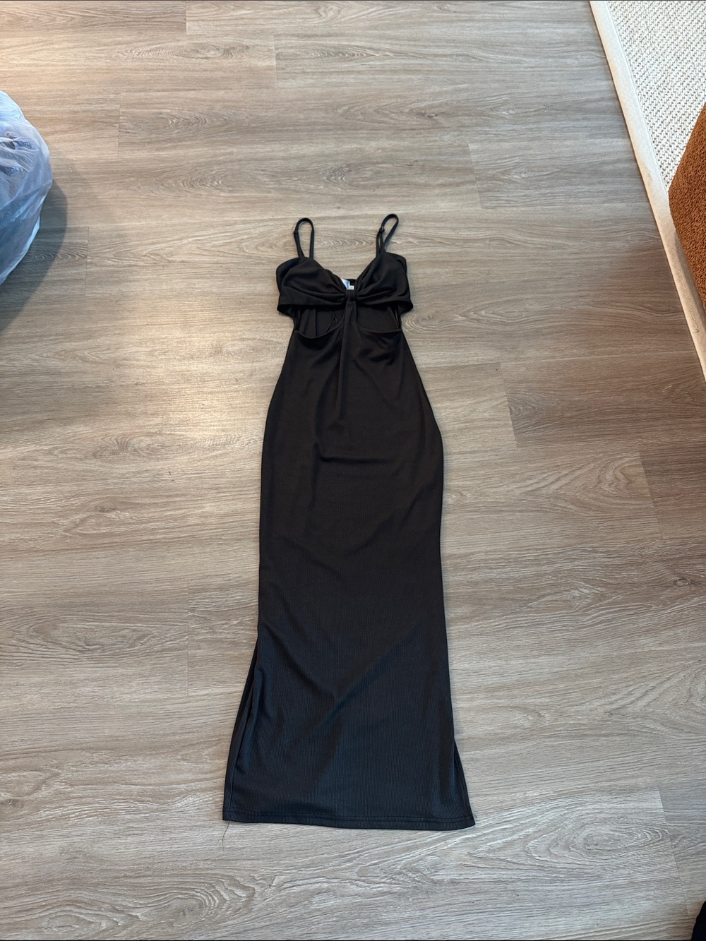 Women's Black Cutout Maxi Dress - Sleeku Evening Slip